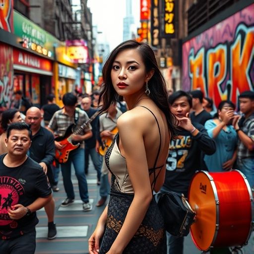 珠江边街头乐队的热烈表演