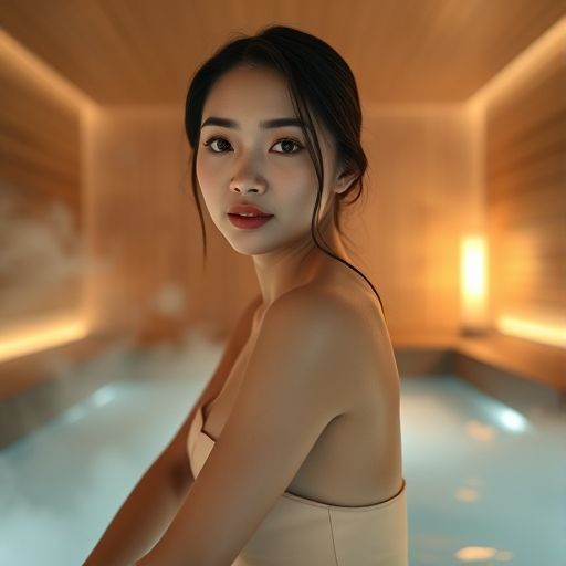 桑拿会所蒸汽浴室场景