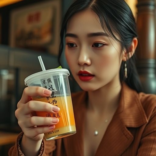 用户检查收到的广州品茶外卖确保品质