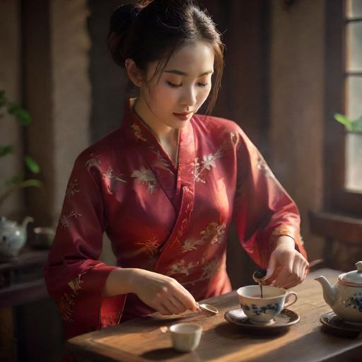 茶艺师优雅泡茶的瞬间