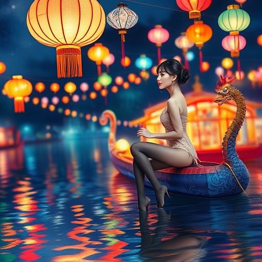 荔湾夜游龙舟的浪漫灯光