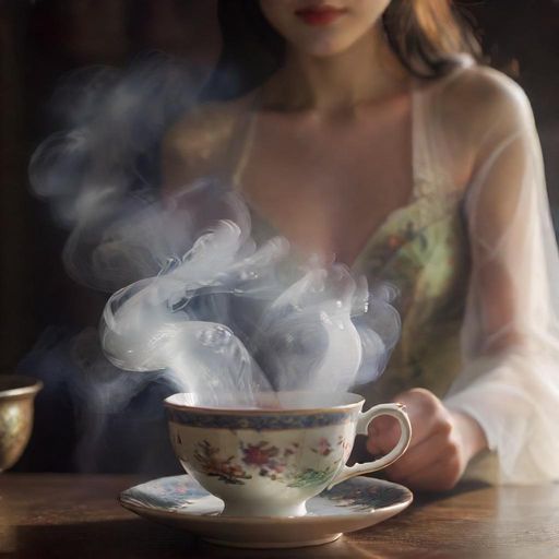 茶杯升起的蒸汽