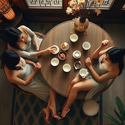 朋友们围桌品茶的温馨画面