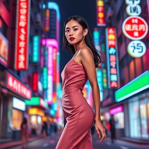 广州夜场灯光下的繁华街道