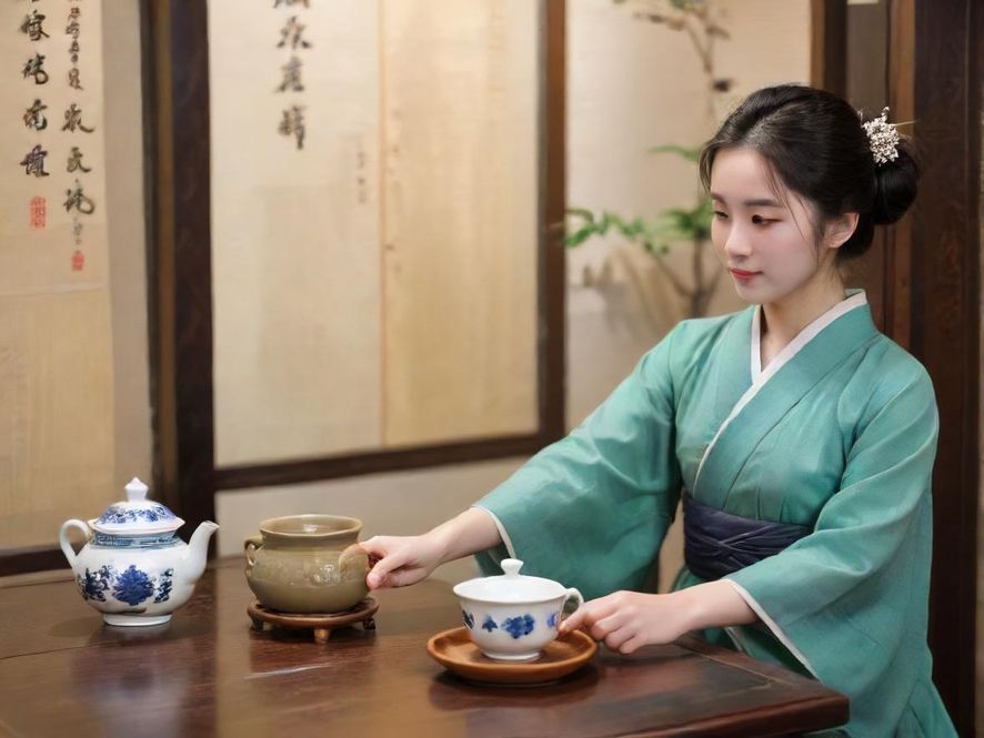 茶艺师在深圳品茶会所内表演茶艺,展现优雅与专业