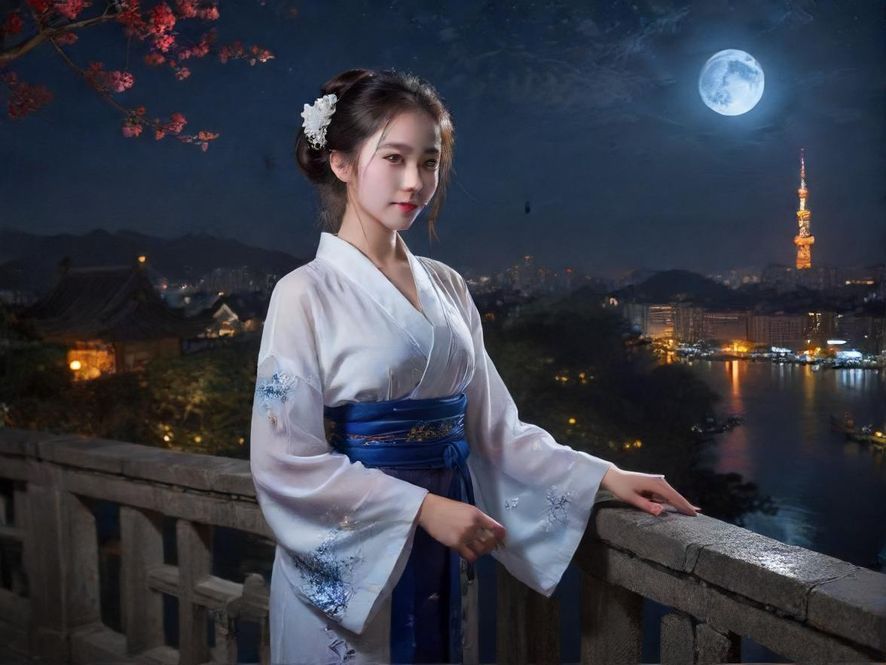 广州夜场霓虹闪烁的俯瞰景象