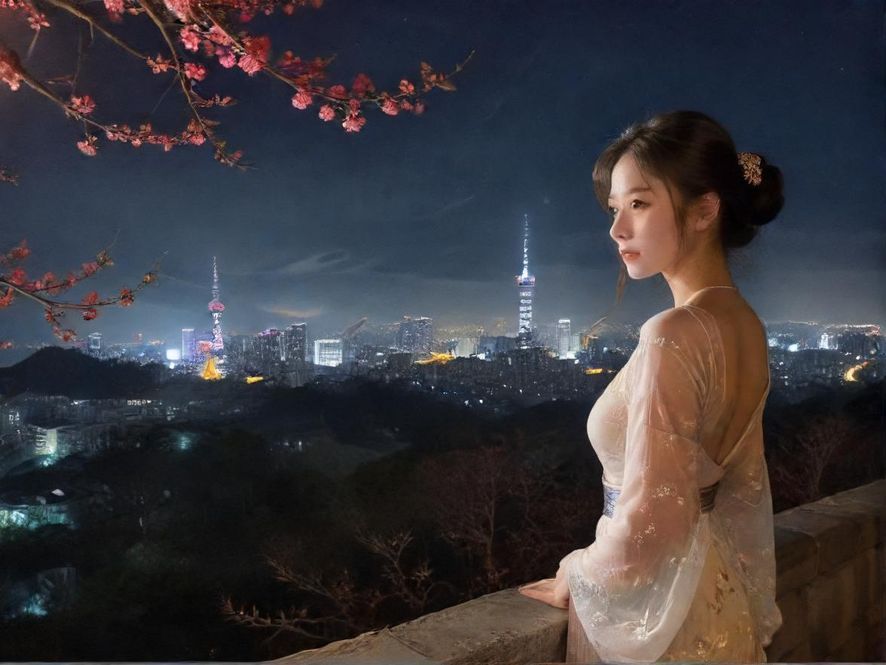 深圳夜场会所俯视视角霓虹灯光城市夜景