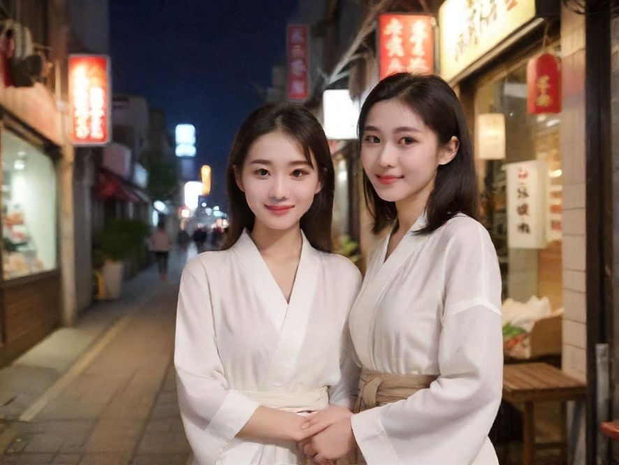 广州夜店入口,霓虹灯闪烁,人流涌动,充满活力