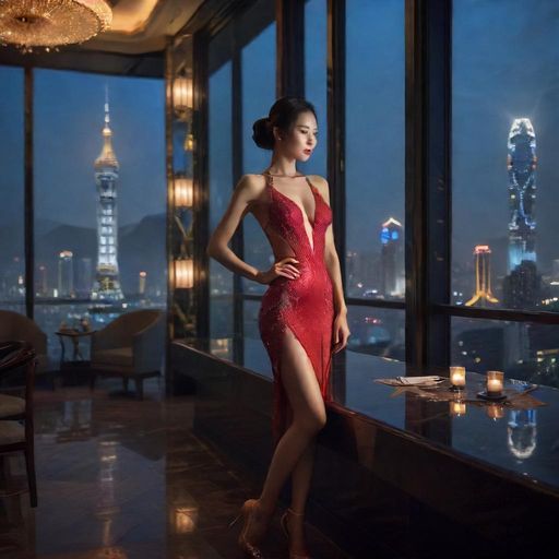 深圳南山夜景下的高端酒店室内一角