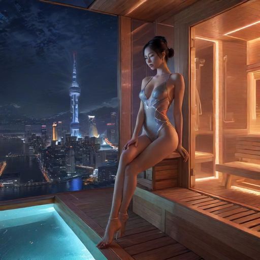 都市夜晚的桑拿会所环境