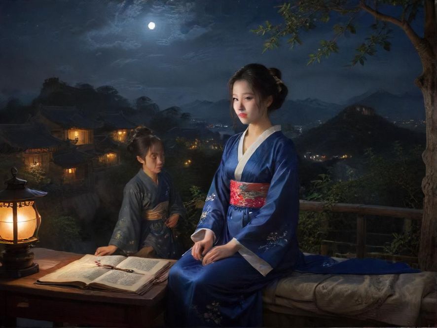 一个男人在深夜里看着电脑屏幕,屏幕上是论坛界面,窗外是深圳璀璨的夜景,充满了探索未知的感觉。