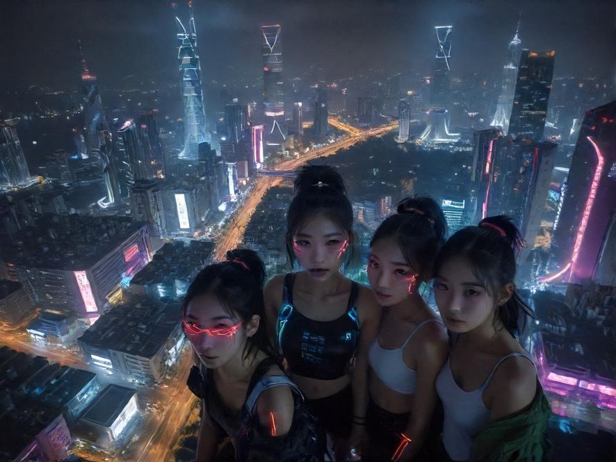 广州夜景,霓虹闪烁,充满都市的神秘与活力