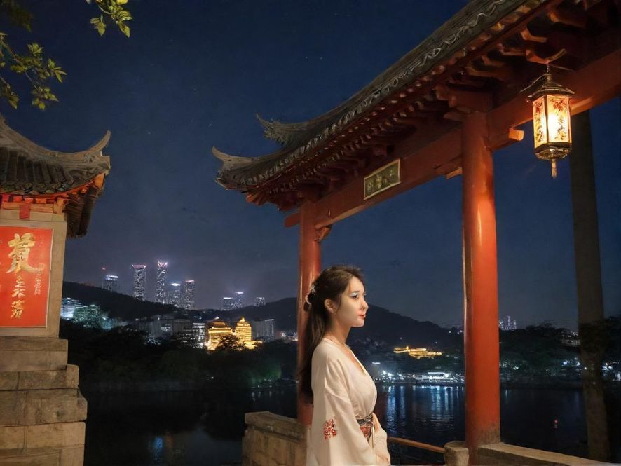 城市夜场会所外观夜景