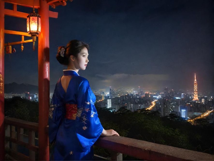 夜色中一家休闲会所的入口,灯光营造出神秘氛围