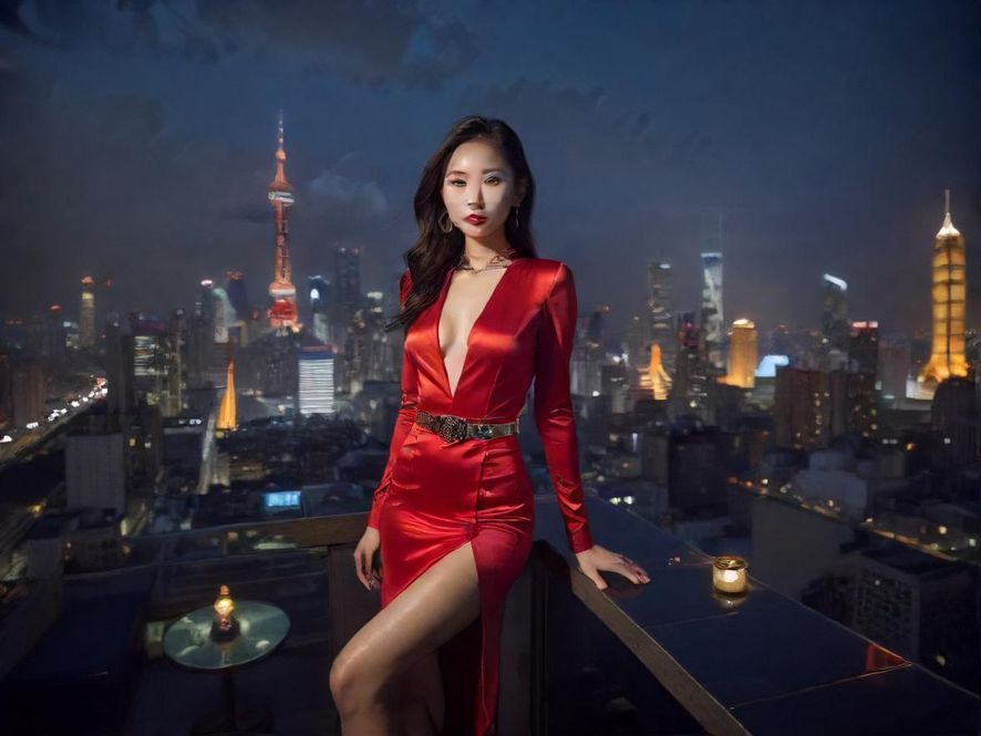 城市夜景宽视角大气照片屋顶酒吧