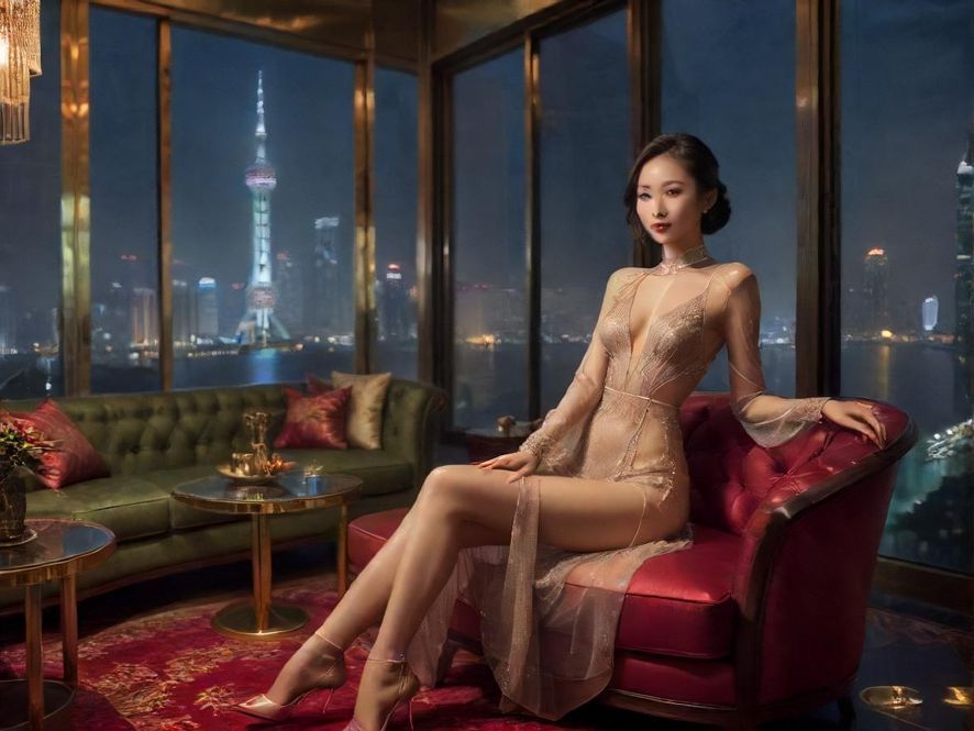 广州一家高端夜总会的私人包厢,内饰奢华,透过落地窗可以看到璀璨的城市夜景,整体风格现代且富有情调。