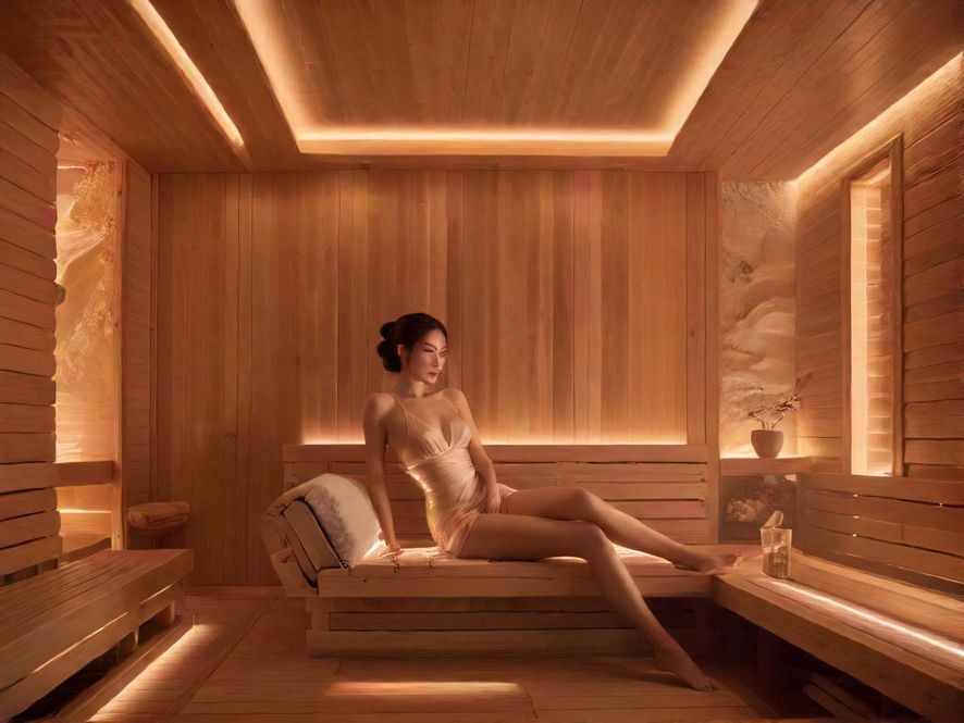 广州奢华桑拿会所，宽敞的休闲区，柔和的氛围灯光