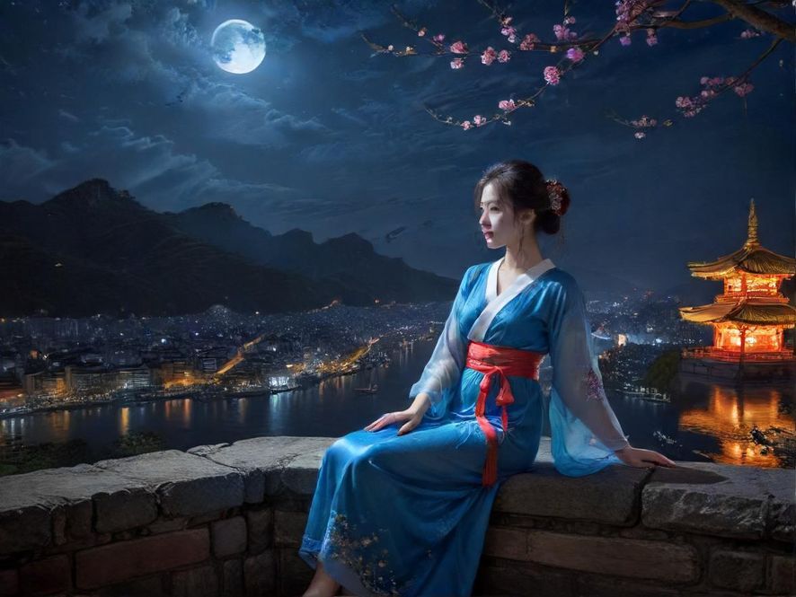 广州夜色下的佳丽们在都市霓虹下