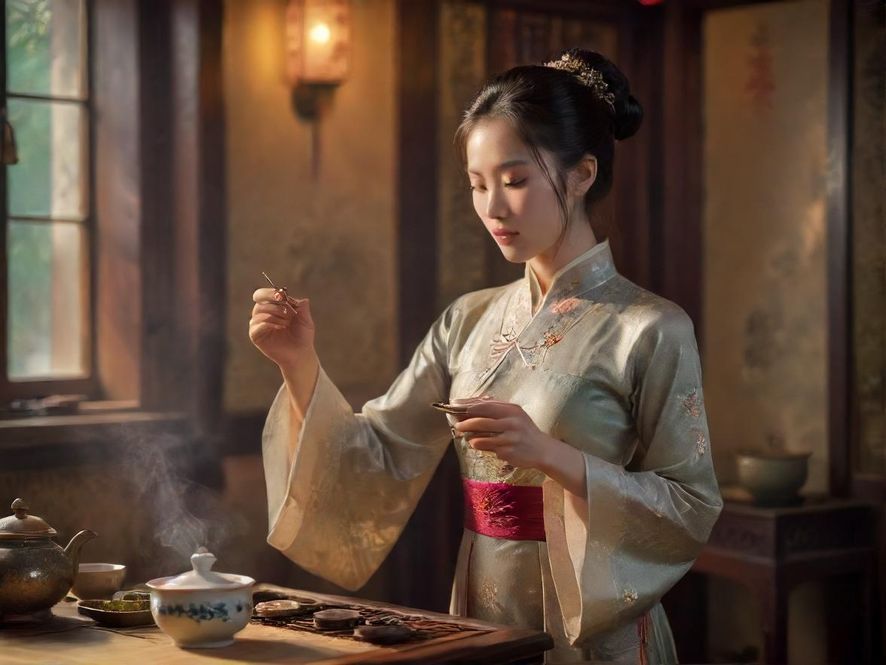 茶艺师在深圳中高端喝茶工作室的优雅表演