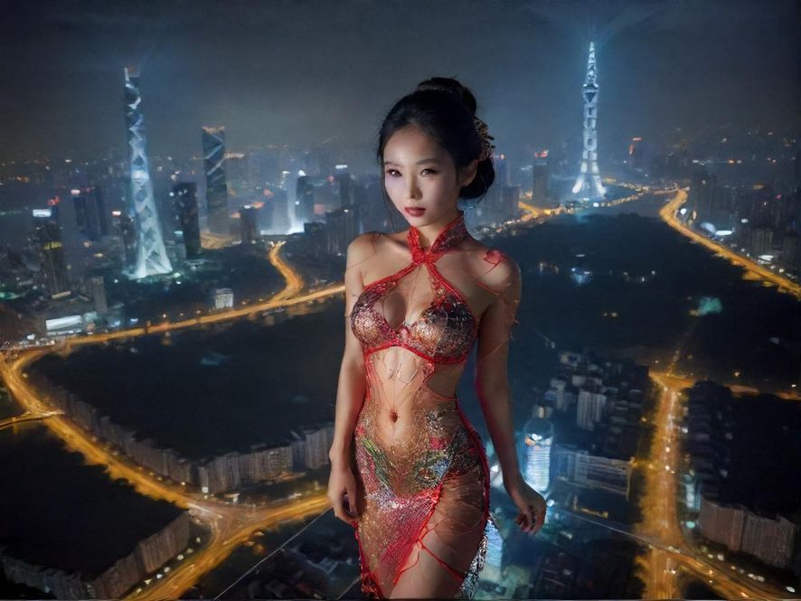 广州的夜晚，霓虹璀璨，城市脉络中涌动着无限可能，等待你的探索。