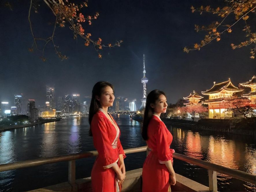 城市夜景休闲场景