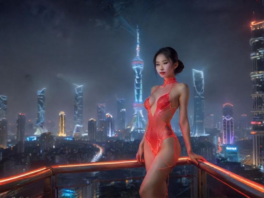 佛山夜景霓虹闪烁