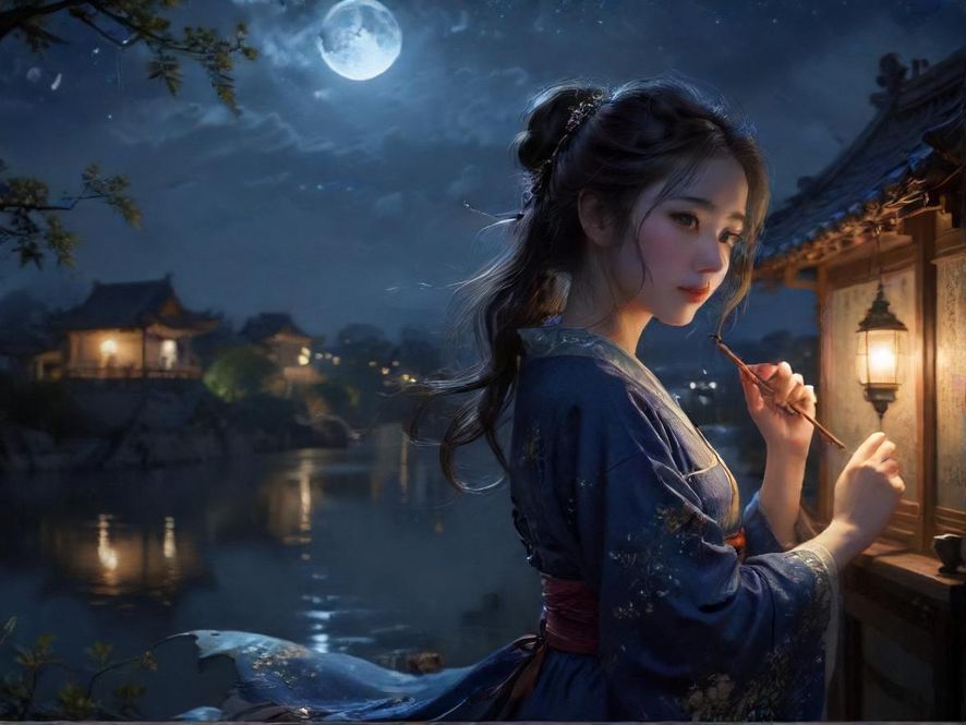 一位年轻时尚的女性在城市夜景中手持手机,屏幕上显示着地图,周围霓虹灯光闪烁,充满活力与探索的氛围。