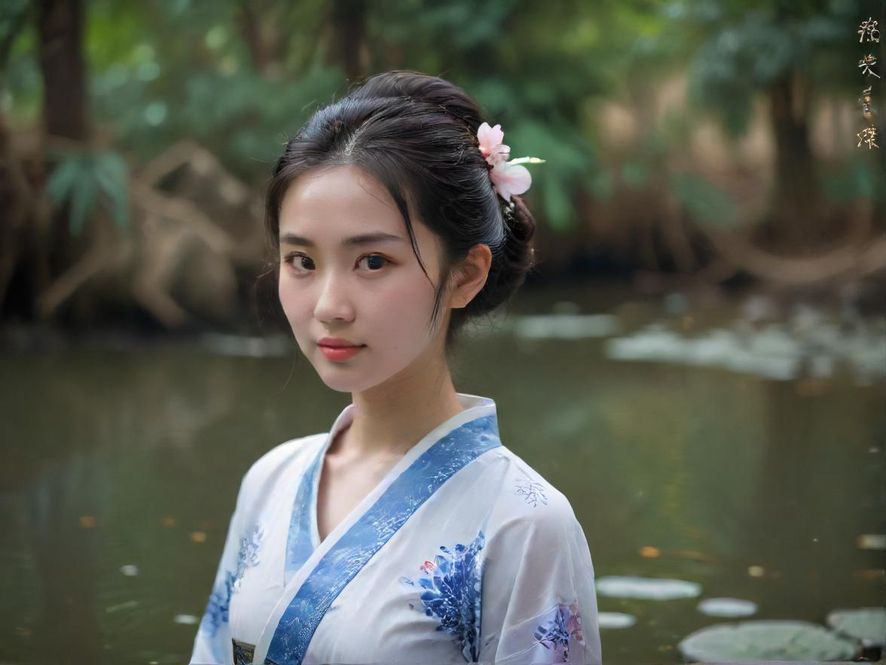 一位气质优雅的东方女性在奢华水疗包间内,柔和灯光下,坐姿端庄,营造出宁静放松的氛围。